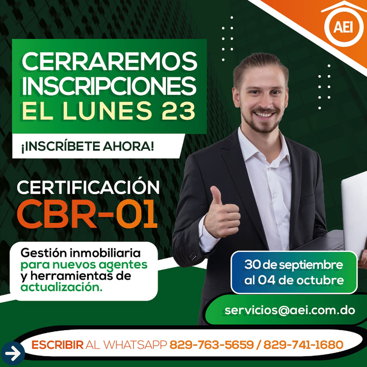 Cerramos inscripciones el Lunes 23